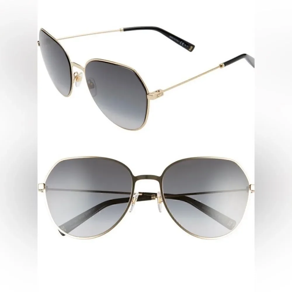 Givenchy NWT gv7158/s 60/19 Butterfly Gold Frame Grey Lens Sunglasses - Picture 6 of 10
